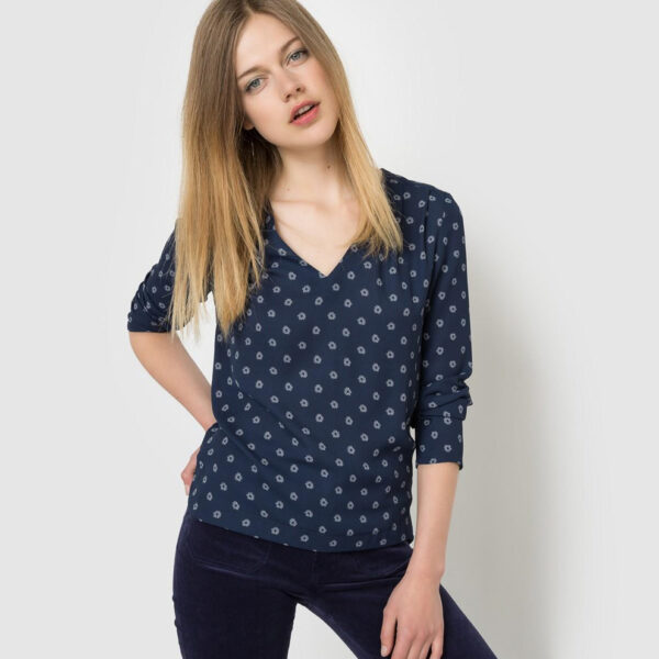 Blusa Dama Estampada Cuello V01