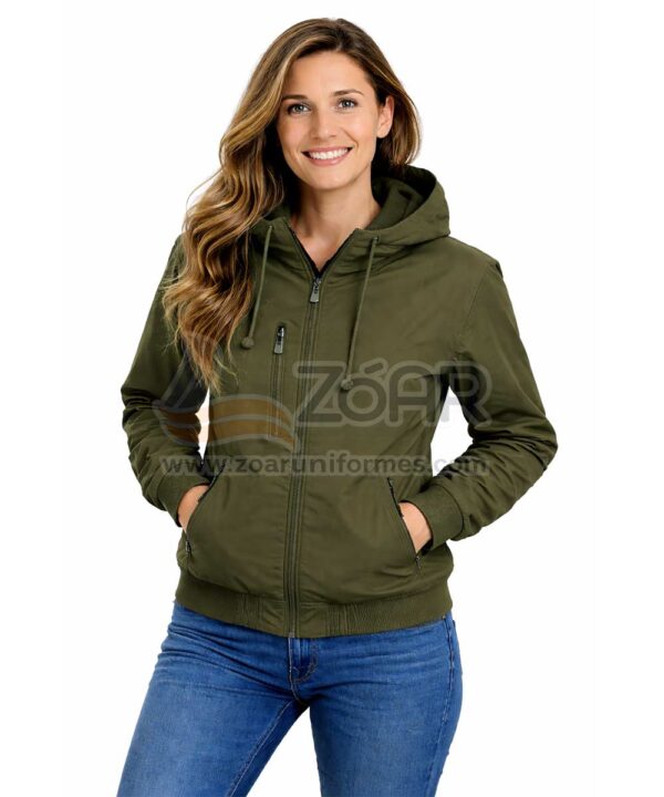 Chaqueta con Capota Térmica Iska Verde Militar Mujer